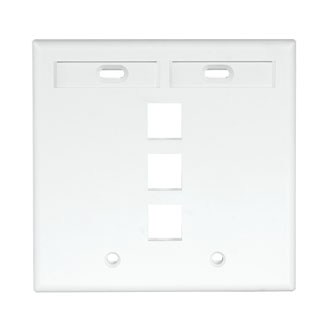 LEVITON Leviton 42080-3WP QuickPort Dual-Gang Wall Plate 3-Port White