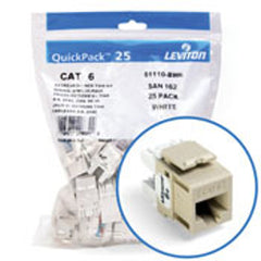 LEVITON Leviton 61110-BI6 eXtreme 6+ QuickPort Connector Quickpack CAT 6 25-Pack Ivory