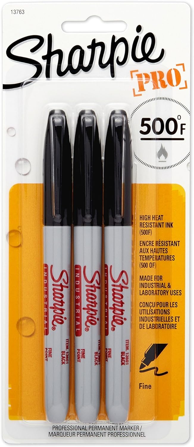 SHARPIE Sharpie 13763PP Industrial Permanent Markers Fine Point Black 3-Pack