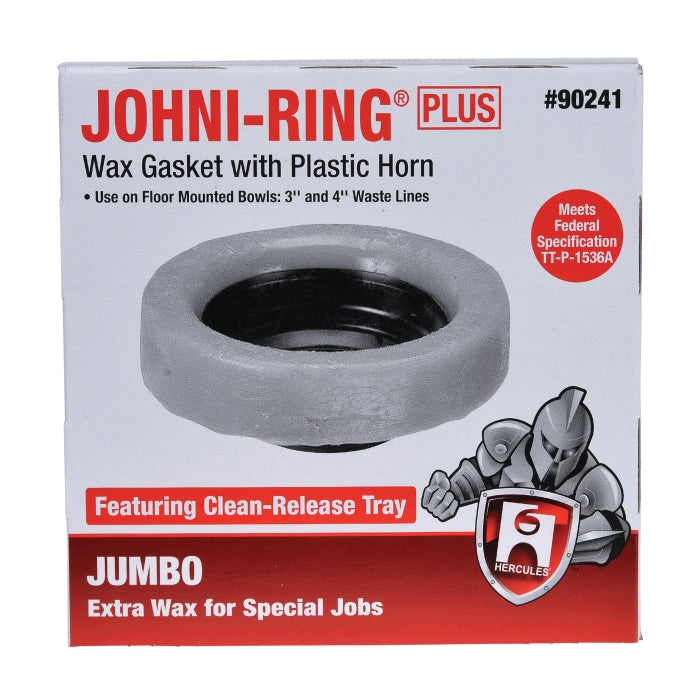 HERCULES Hercules 90241 Johni-Ring Plus Wax Gasket with Plastic Horn for 3 or 4 Inch Waste Lines
