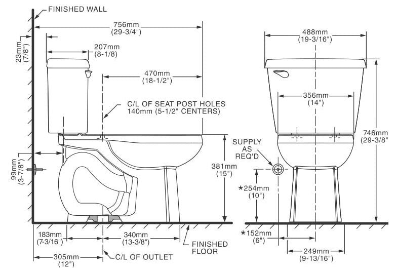AMERICAN STANDARD American Standard 4192A.0042 Colony Toilet Tank 1.6 GPF 12 Inch Rough-In Linen