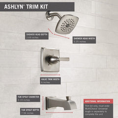 DELTA FAUCET Delta Faucet T14464-SS Ashlyn Monitor 14 Series Tub and Shower Trim Brilliance Stainless Replacement T14464-SS