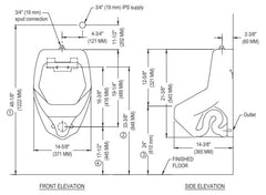 Mansfield Plumbing 475HE-WHITE High Efficiency Urinal with Integral Trap and Siphon Jet