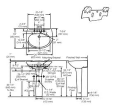 MANSFIELD PLUMBING 292-8-BONE ALTO IV PEDESTAL BATHROOM SINK VITREOUS CHINA 25x19x8.5 INCHES