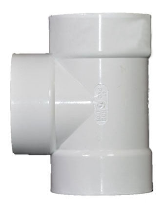 NDS NDS 4P01 Solvent Weld Tee 4 Inch SDR35 Hub Connections PVC Replacement White