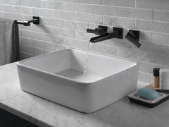 DELTA FAUCET Delta Faucet T3568LF-BLWL Ara Two Handle Wall Mount Bathroom Sink Faucet Trim Matte Black