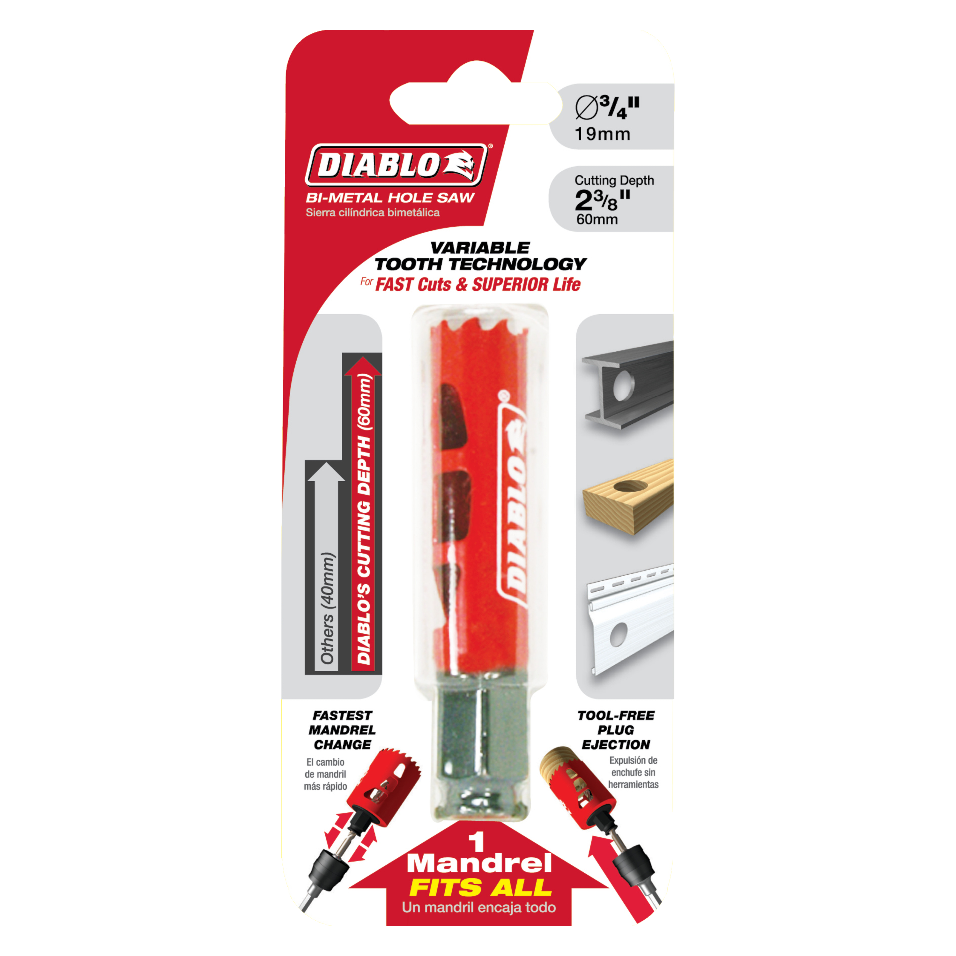 DIABLO Diablo DHS0750 Snap-Lock 3/4 Inch Hole Saw Mandrel System