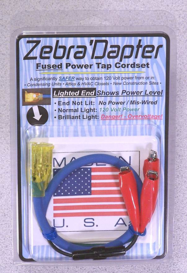ZEBRA INSTRUMENTS Zebra Instruments ZD002 120V Lighted Female Fused Power Tap Cordset - Safety Adapter