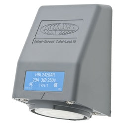 HUBBELL HUBBELL HBL2420AR Locking Safety-Shrouded Receptacle Gray/White