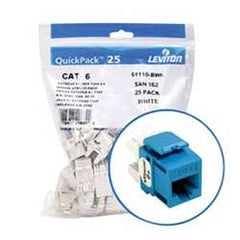 LEVITON Leviton 61110-BL6 Extreme CAT6 QuickPort Jack QuickPack, 25-Pack, Blue