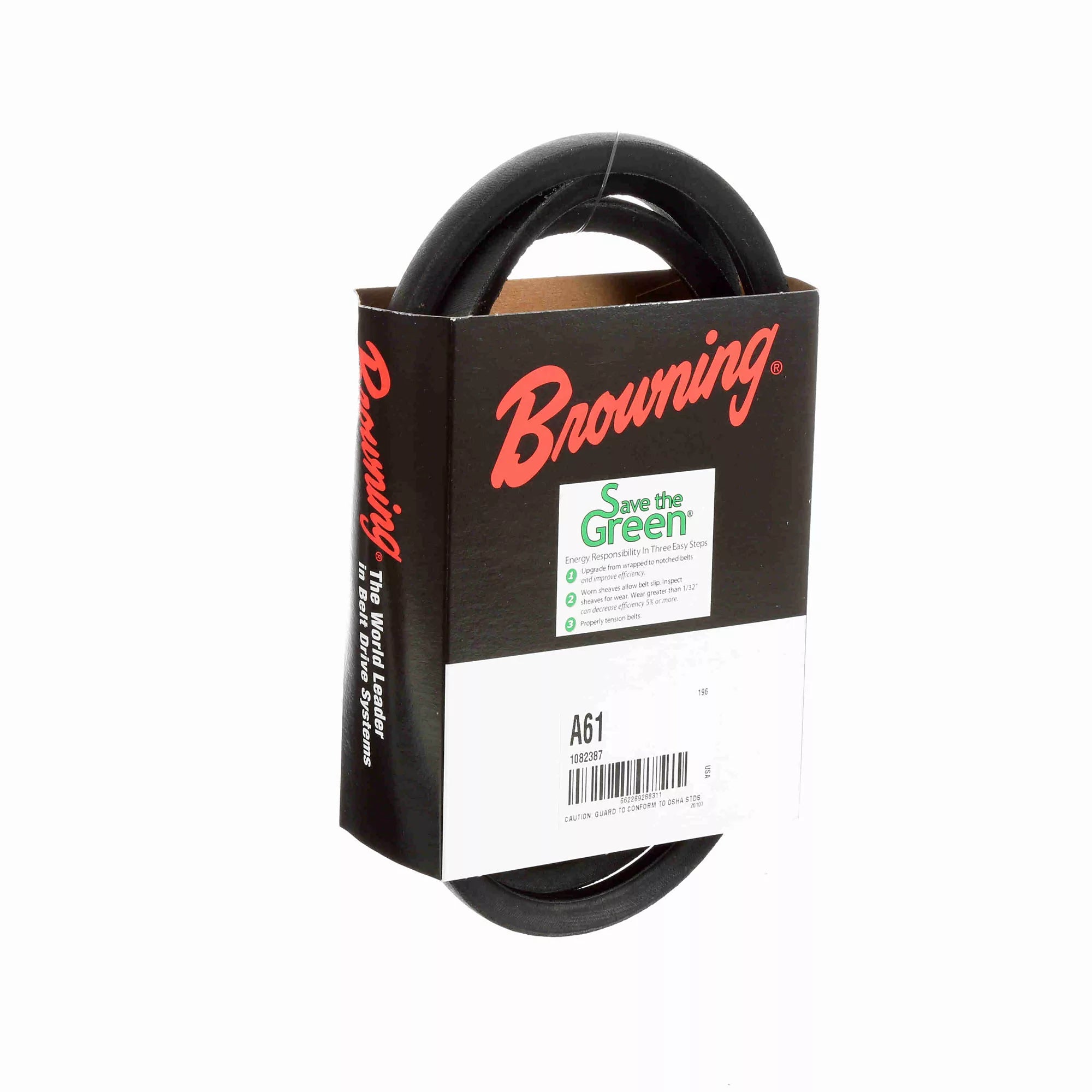 BROWNING Browning 1082387 A61 Super Gripbelt V-Belt 1/2 x 5/16 63 Inches