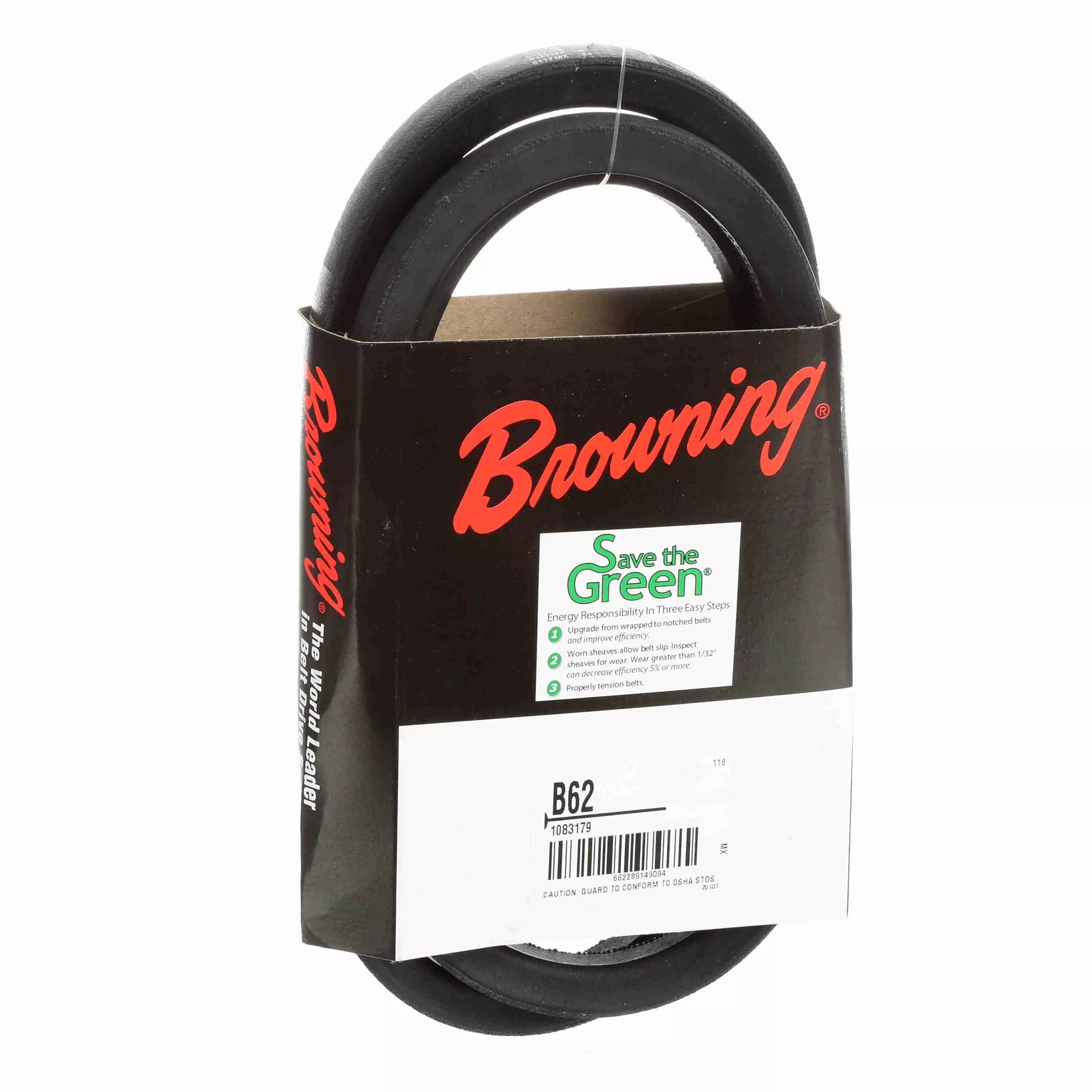 BROWNING Browning 1083179 B62 Gripbelt V-Belt Standard B 65 inches Replacement 1083179