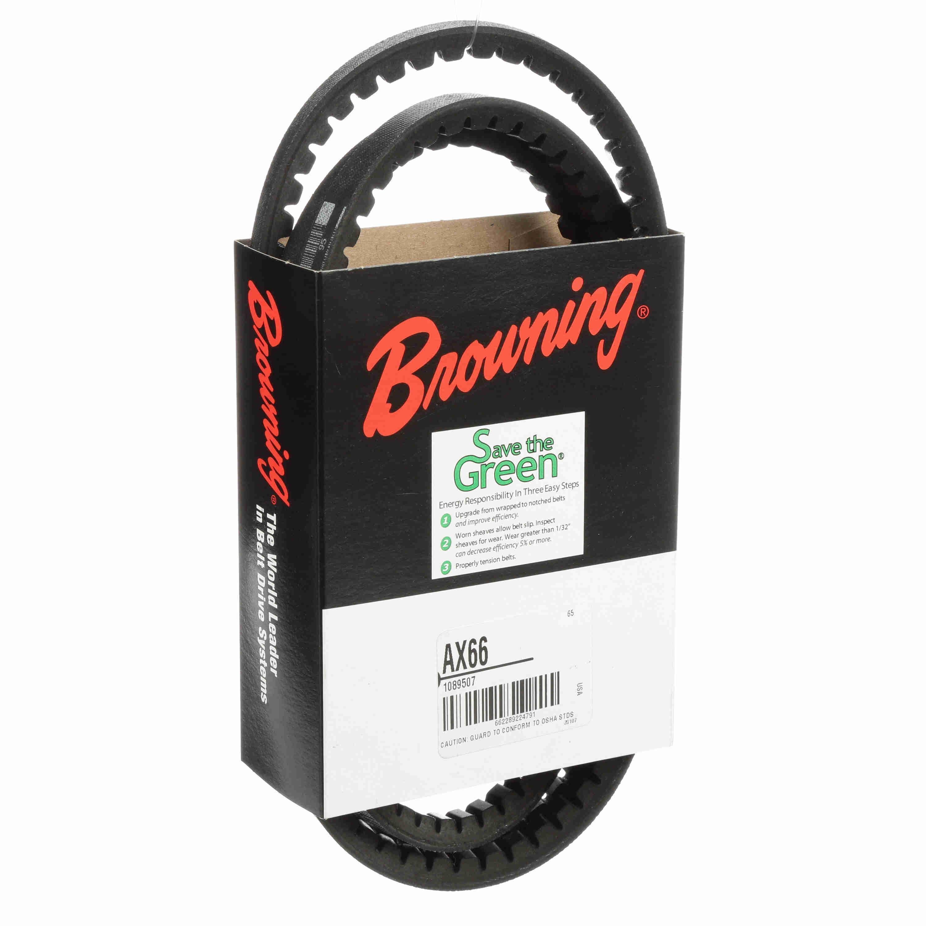 BROWNING Browning AX66 Gripnotch V-Belt 1089507 - 68.2 in L x 1/2 in W Cogged, Replacement 8518