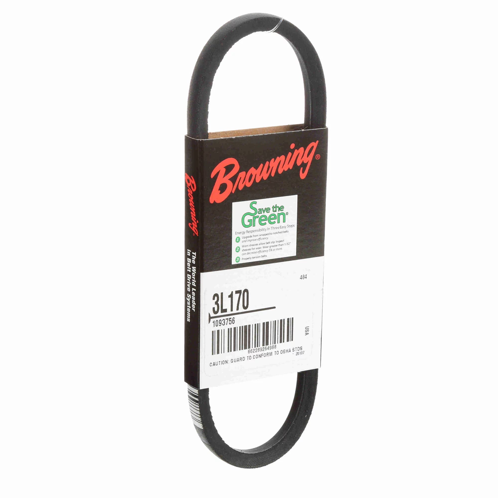 BROWNING Browning 1093756 3L170 FHP V-Belt L Belt Section 17 Inch Replacement 1093756