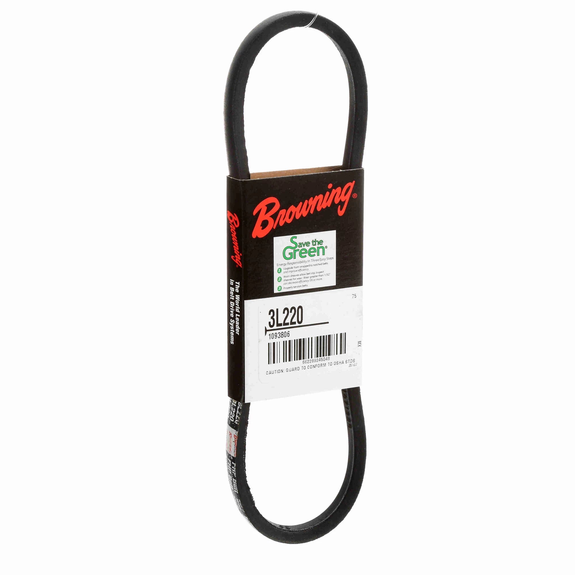 BROWNING Browning 1093806 3L220 FHP V-Belts L Belt Section 22 Inch Length Standard V-Belt