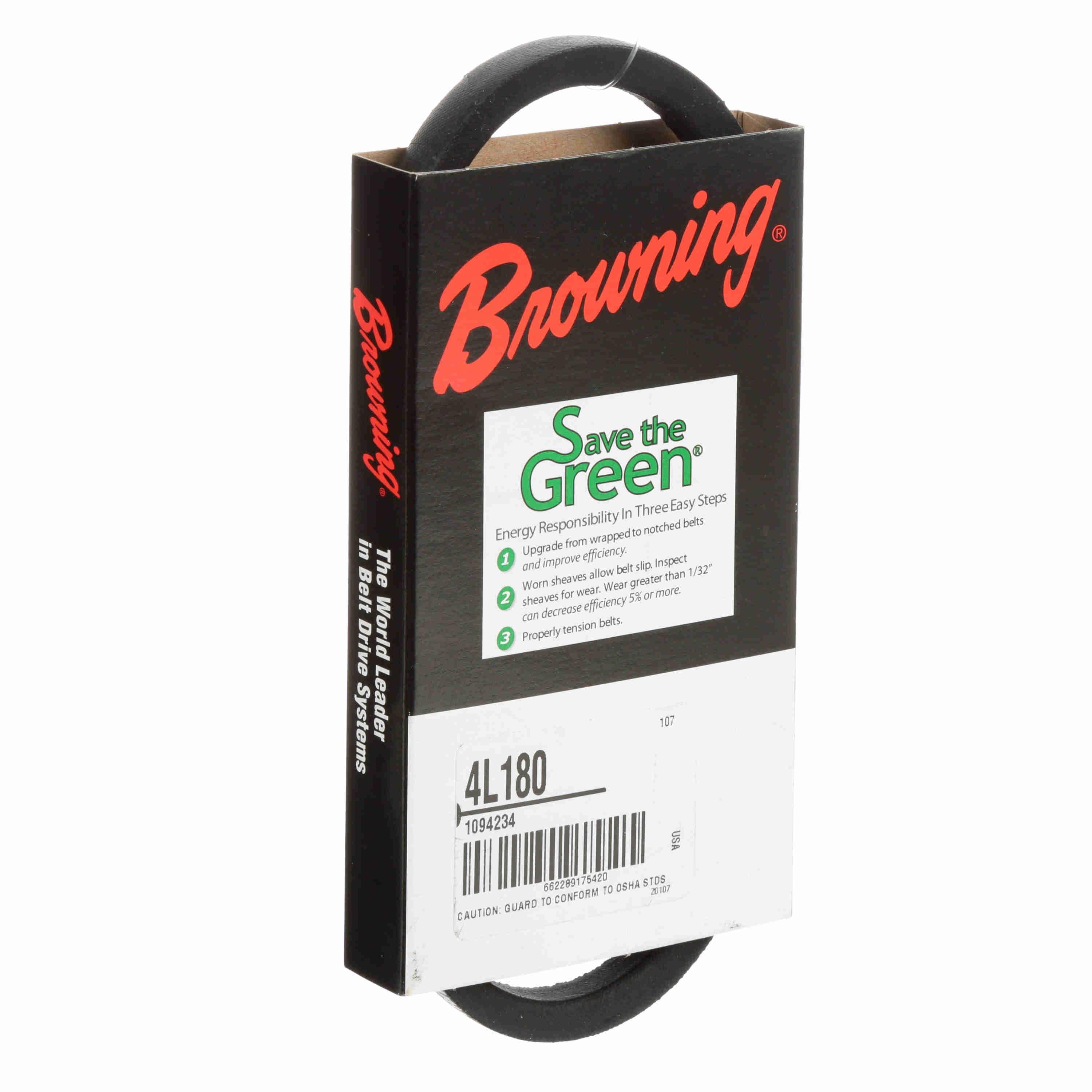 BROWNING Browning 1094234 V-Belt - Fractional Horsepower Non-Cogged Belt - 1/2 Inch Top Width - 18 Inches Length - 5/16 Inch Thickness