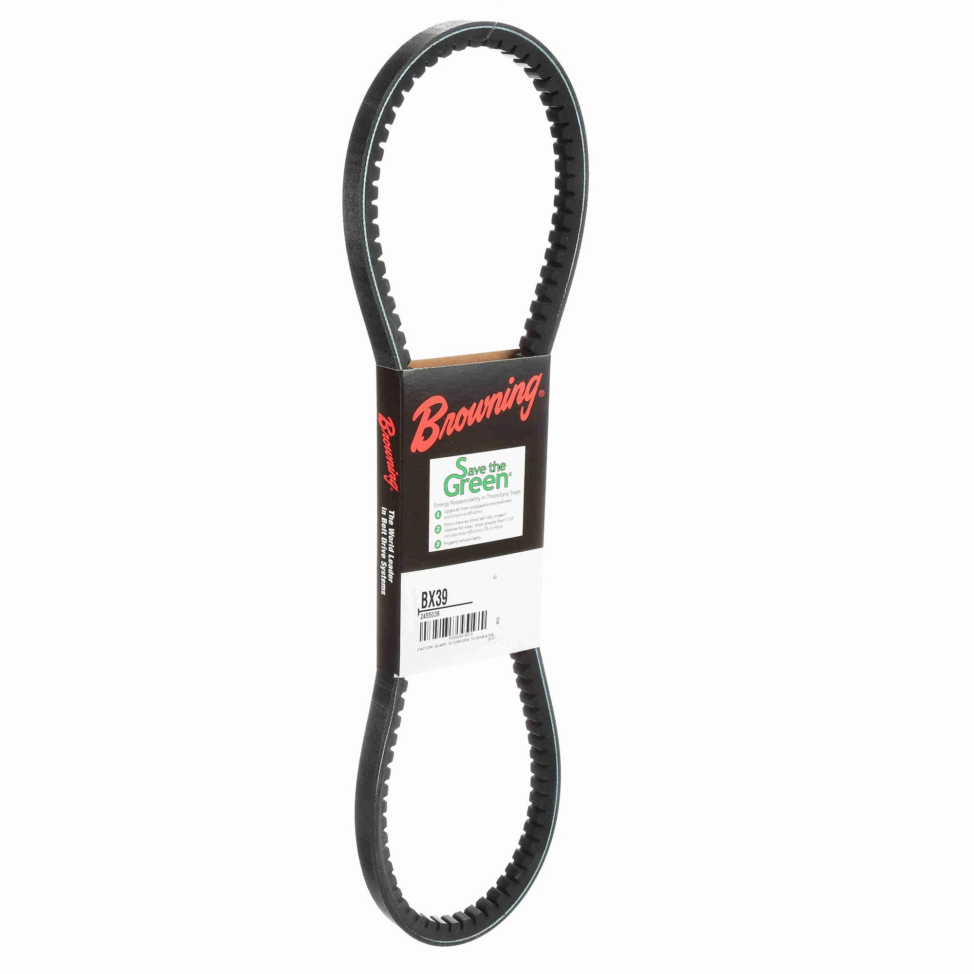 BROWNING Browning 2455038 BX39 Gripnotch Belt - V-Belt Cogged Power Transmission with Raw Edge Sidewalls for Increased Stability