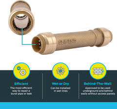 SHARKBITE SharkBite U3008LFA Slip Coupling 1/2 Inch Brass Push-to-Connect