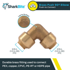 SHARKBITE SharkBite U246LFA 90 Degree Elbow Brass Plumbing Fitting