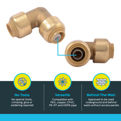 SHARKBITE SharkBite U246LFA 90 Degree Elbow Brass Plumbing Fitting