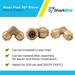 SHARKBITE SharkBite U246LFA 90 Degree Elbow Brass Plumbing Fitting