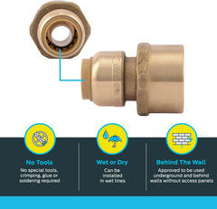 SHARKBITE SharkBite U068LFA Brass Reducing Adapter 1/2 inch x 3/4 inch FNPT Push-to-Connect
