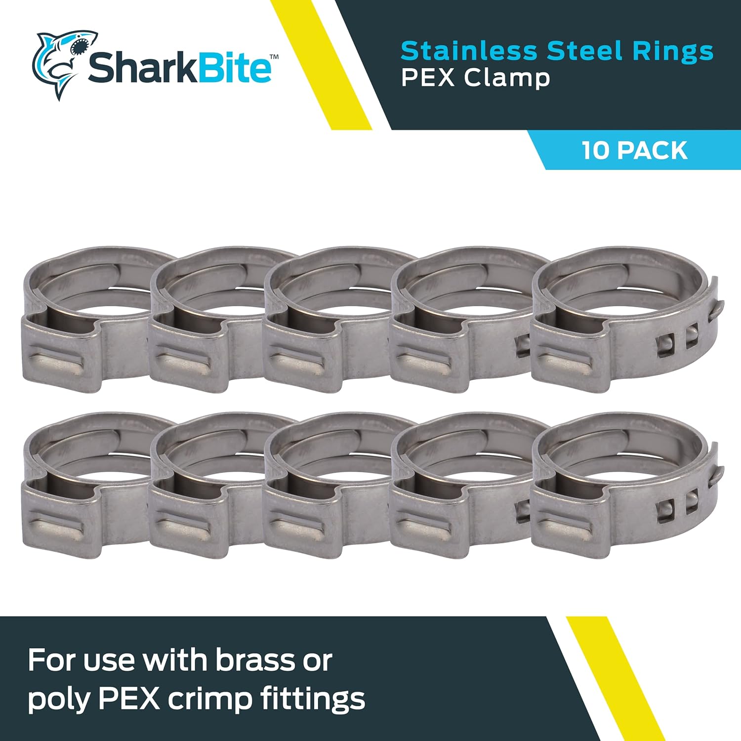 SHARKBITE SharkBite UC953A Clamp Ring PEX Plumbing 1/2 Inch Pack of 10