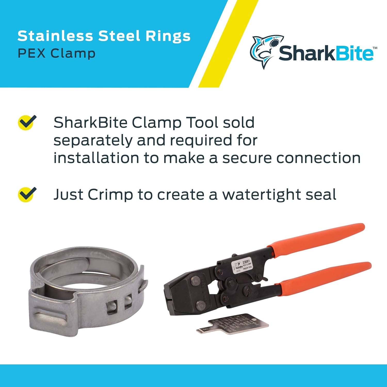SHARKBITE SharkBite UC953A Clamp Ring PEX Plumbing 1/2 Inch Pack of 10