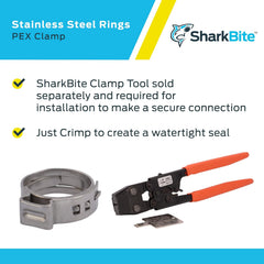 SHARKBITE SharkBite UC953A Clamp Ring PEX Plumbing 1/2 Inch Pack of 10