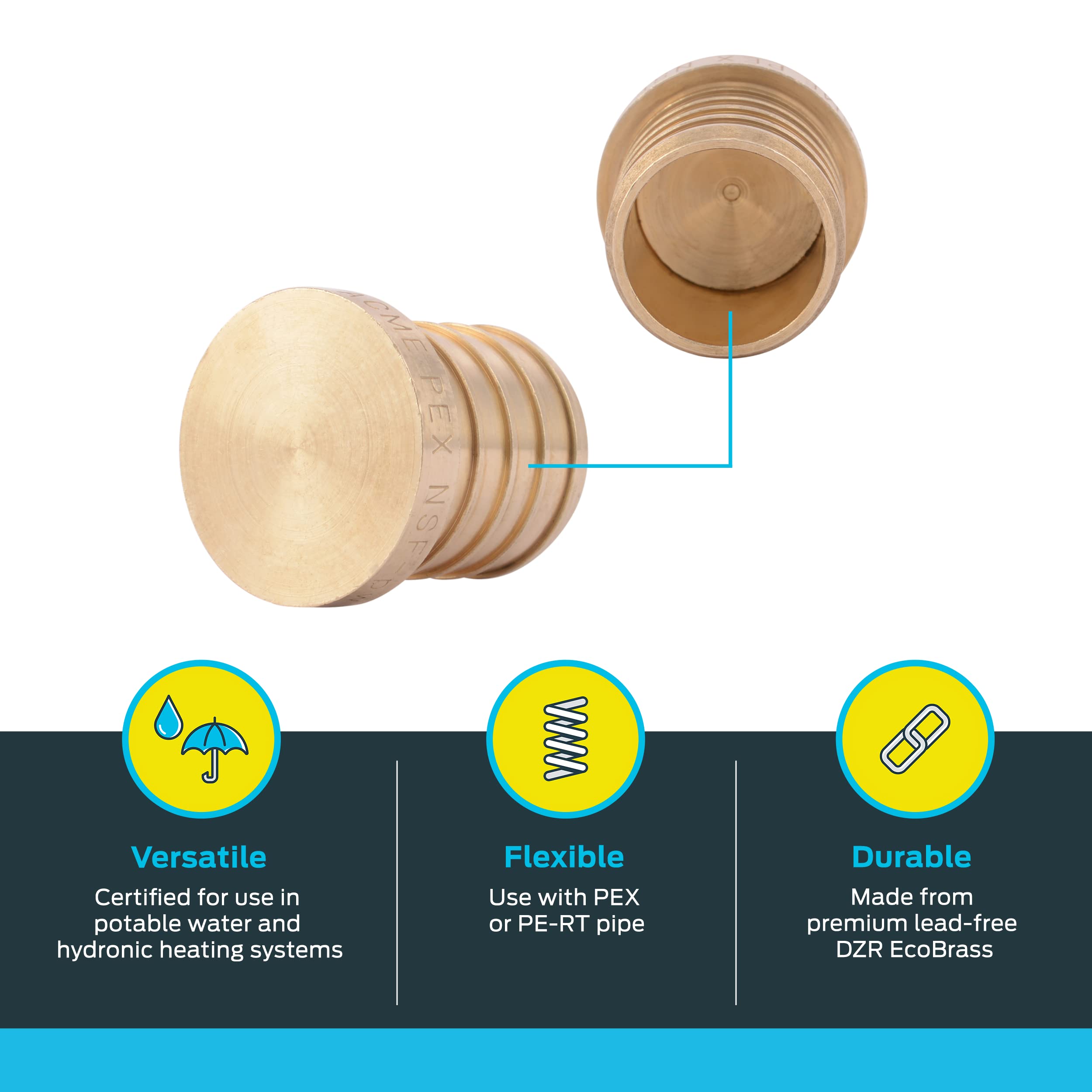 SHARKBITE SharkBite UC520LFA Brass Crimp Plug 1 Inch Plumbing Fitting PEX PE-RT Pack of 4
