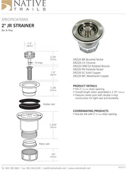 NATIVE TRAILS Native Trails DR220-CH 2 Inch Round Jr. Strainer Chrome