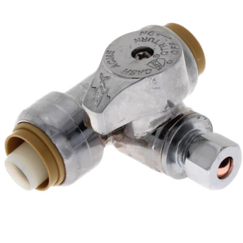SHARKBITE SharkBite 24983 Tee Stop Valve Push-to-Connect x Push-to-Connect x Compression