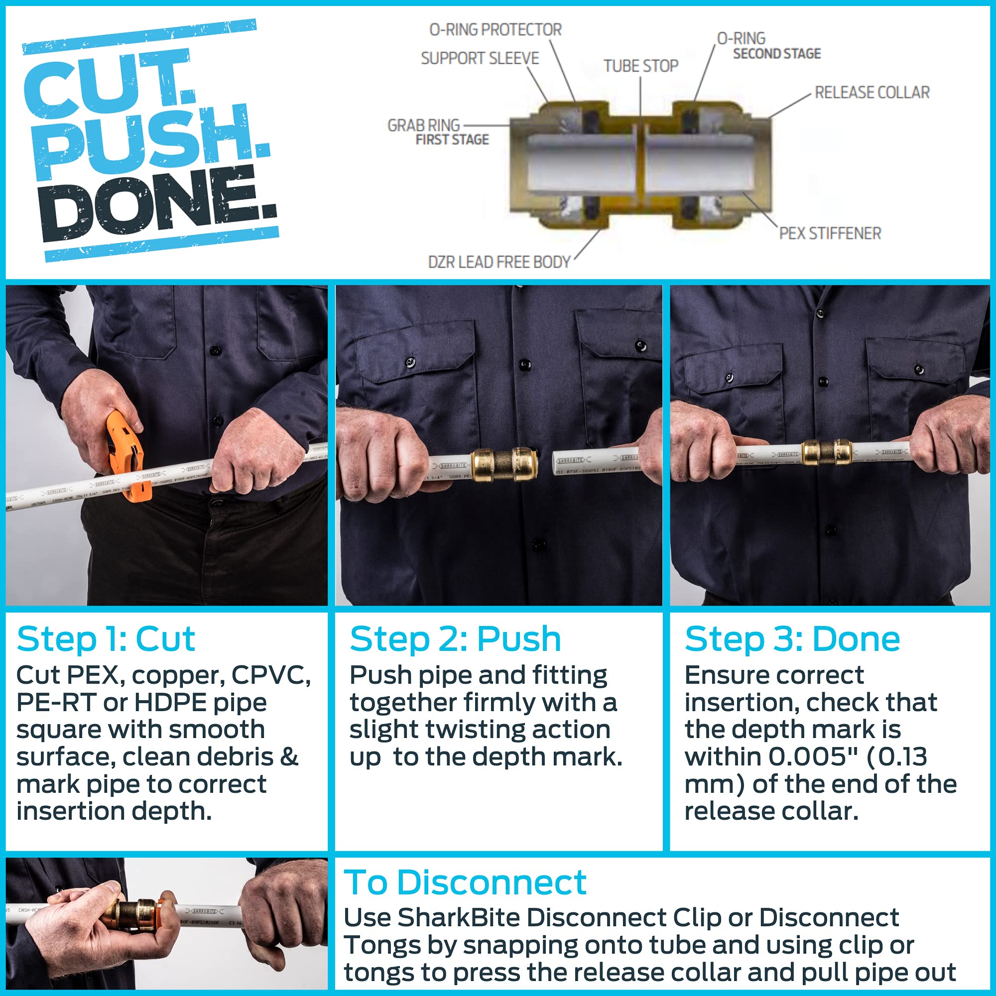 SHARKBITE SharkBite UXL0554 2 Inch 45 Degree Elbow Push-to-Connect Brass Fitting