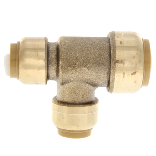 SHARKBITE SharkBite U454LF 3/4 x 1/2 x 1/2 Inch Reducing Tee Push-Fit Brass Tee