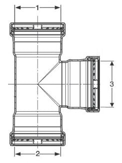 VIEGA Viega 22313 ProPress Copper Tee 3 Inch Press-Fit x 3 Inch Press-Fit x 1-1/4 Inch Press-Fit