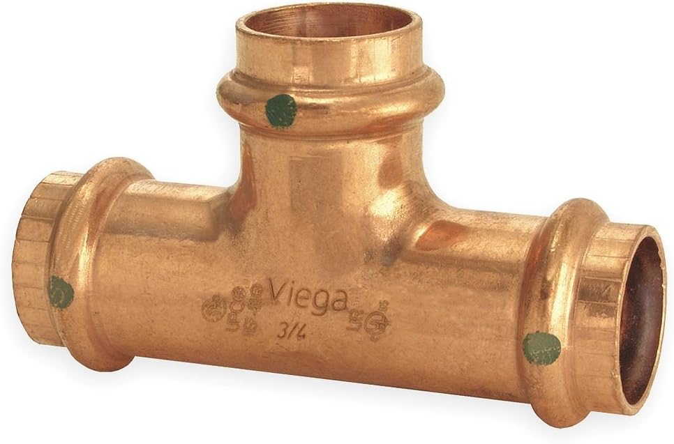VIEGA Viega 77472 ProPress Zero Lead Copper Tee 1-1/2 Inch x 1-1/2 Inch x 1-1/4 Inch P x P x P