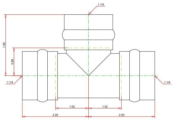 VIEGA Viega 77442 ProPress Copper Tee 1-1/4-Inch PXPXP Replacement 77442