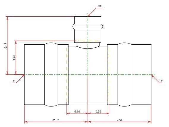 VIEGA Viega 94777 ProPress Copper Reducing Tee 2 Inch x 2 Inch x 3/4 Inch