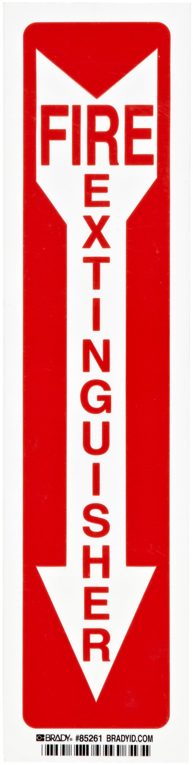 BRADY Brady 85261 Fire Extinguisher Sign 14 H x 3.5 W Polyester Red on White
