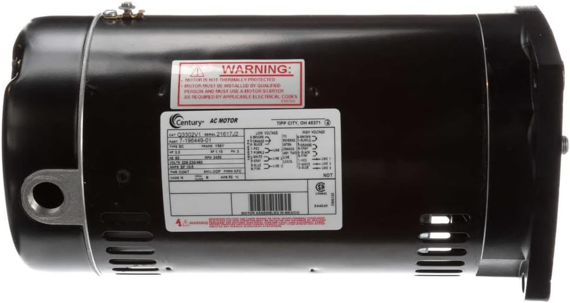 CENTURY MOTORS Century Q3302V1 Pool Motor 3 HP 3450 RPM 208-230/460V 56Y