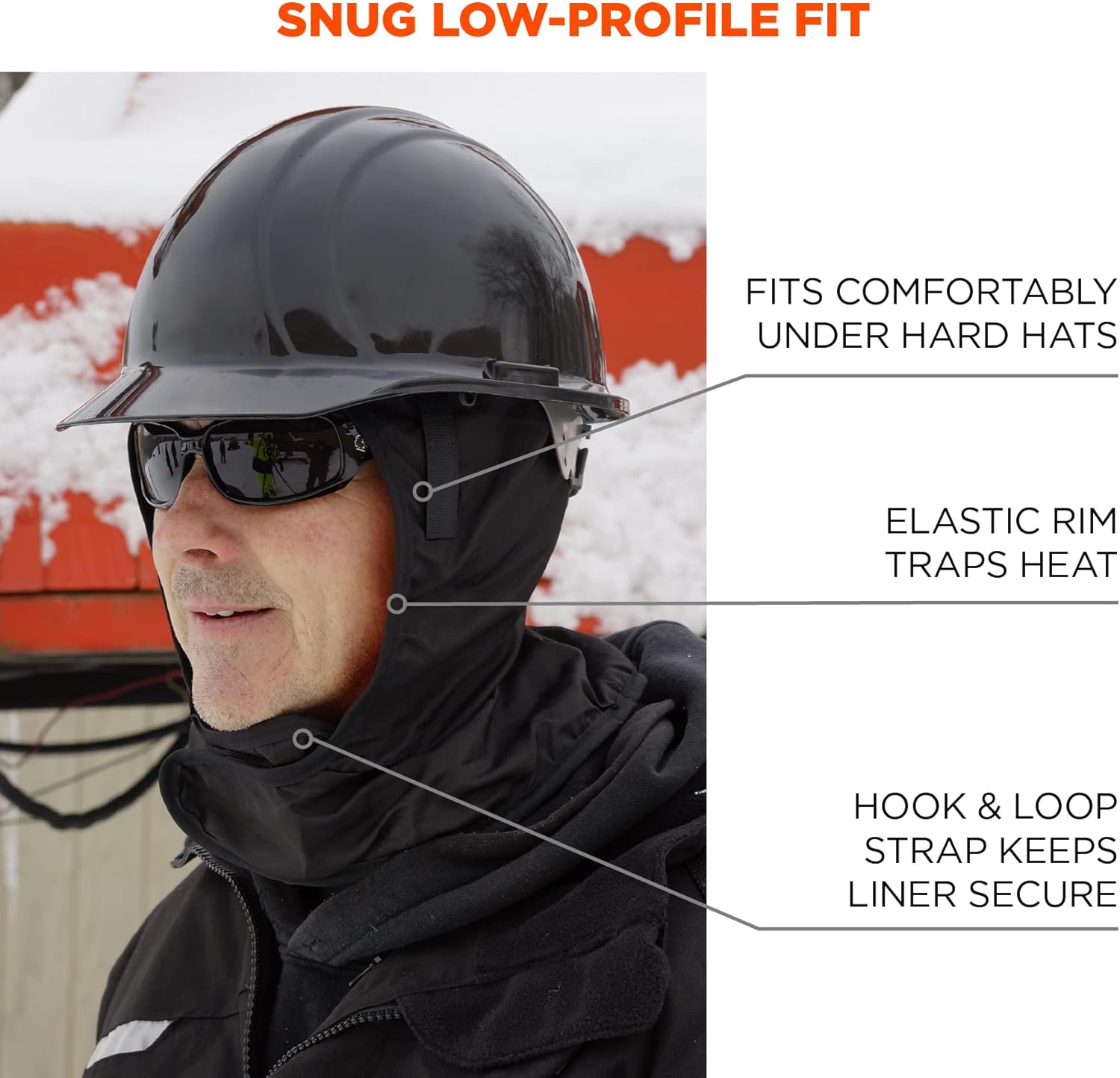 ERGODYNE Ergodyne 16842 N-Ferno 6842 Winter Hard Hat Liner - 2-Layer, Fleece-Lined, Polyester Shell, Shoulder Length