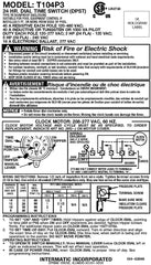 INTERMATIC Intermatic T104P3 208-277 Volt DPST 24 Hour Mechanical Time Switch