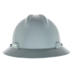 MSA SAFTEY MSA 454731 V-Gard Full-Brim Hard Hat with Staz-On Pinlock Suspension | Polyethylene Shell, Superior Impact Protection, Self Adjusting Crown Straps - Standard Size in Gray
