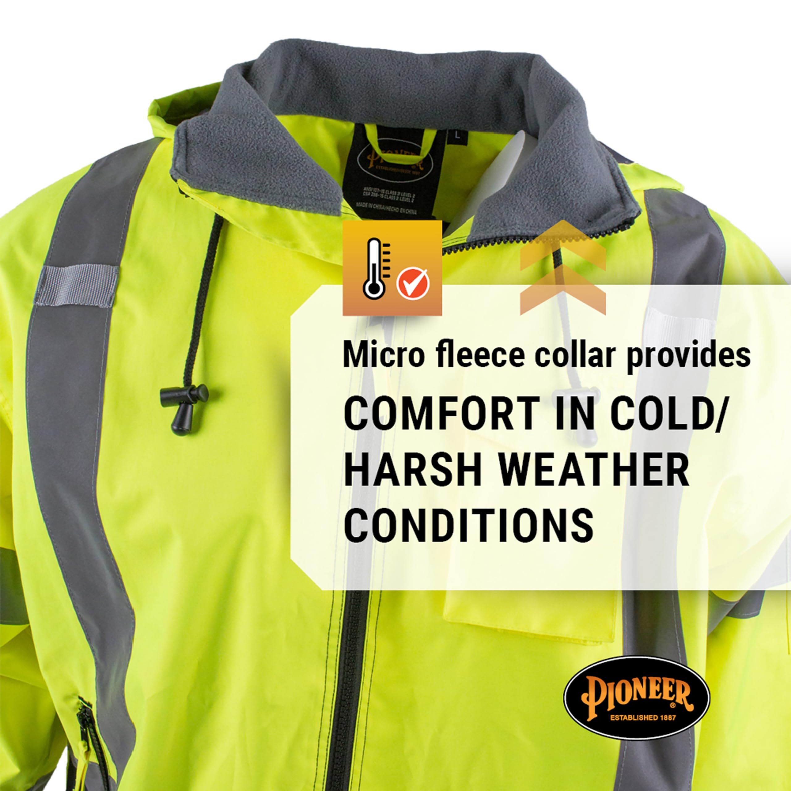 PIONEER Pioneer V1130460U-L Hi Vis Safety Bomber Waterproof Reflective ANSI Class 3