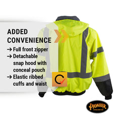 Pioneer V1130460U-L Hi Vis Safety Bomber Waterproof Reflective ANSI Class 3