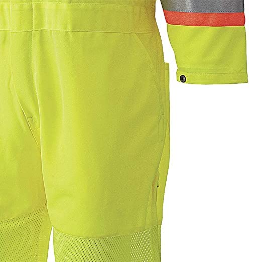 PIONEER Pioneer V1070160U-XL High Visibility Polyester Knit Traffic Safety Coverall Mesh Reflective Tape Leg Zippers Yellow/Green XL