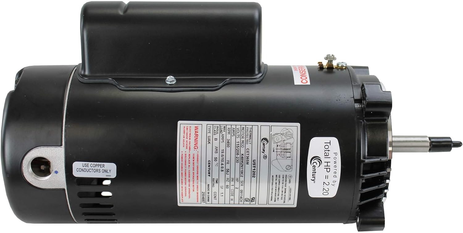 CENTURY MOTORS Century UST1202 Electric Motor 2-Horsepower Up-Rated Round Flange Replacement Motor