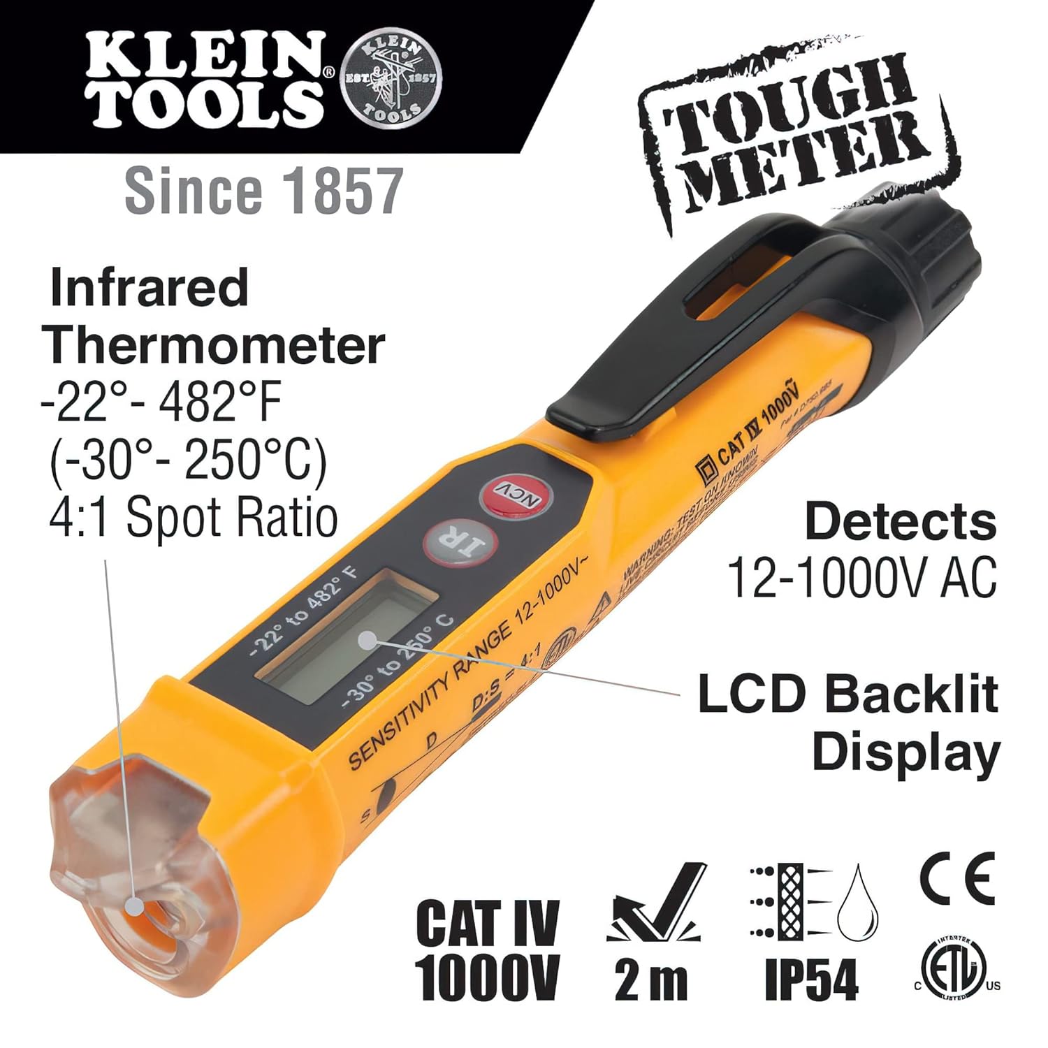 KLEIN TOOLS Klein Tools NCVT-4IR Non-Contact Voltage Tester Pen with Infrared Thermometer