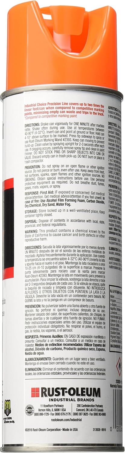 RUST-OLEUM Rust-Oleum 203036 M1800 Fluorescent Orange Gloss 17 OZ. Spray - 12 Pack