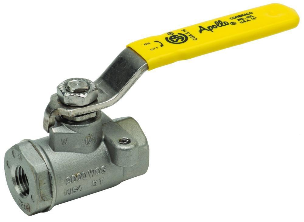 APOLLO VALVES Apollo Valves 76-104-27A Stainless Steel Standard Port Lever Lock FNPT 2000 Ball Valve 3/4 Inch